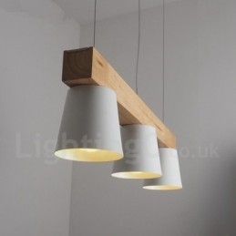 3 Light Modern Contemporary Wood Pendant Light