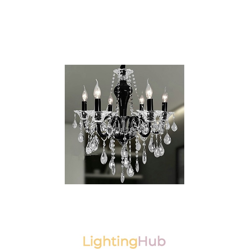 6 Light Crystal Chandelier in Black Design Accent