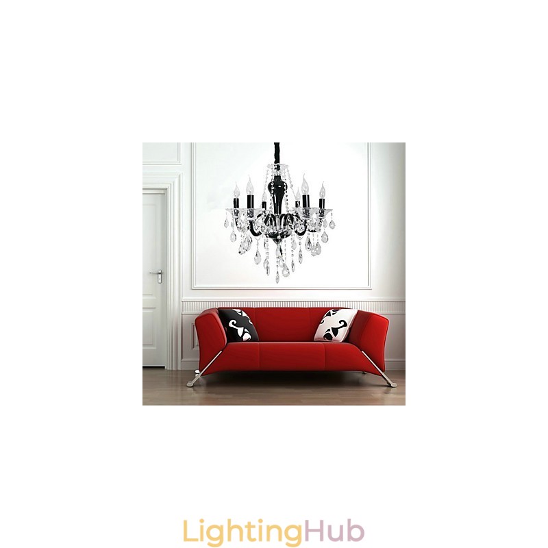 6 Light Crystal Chandelier in Black Design Accent