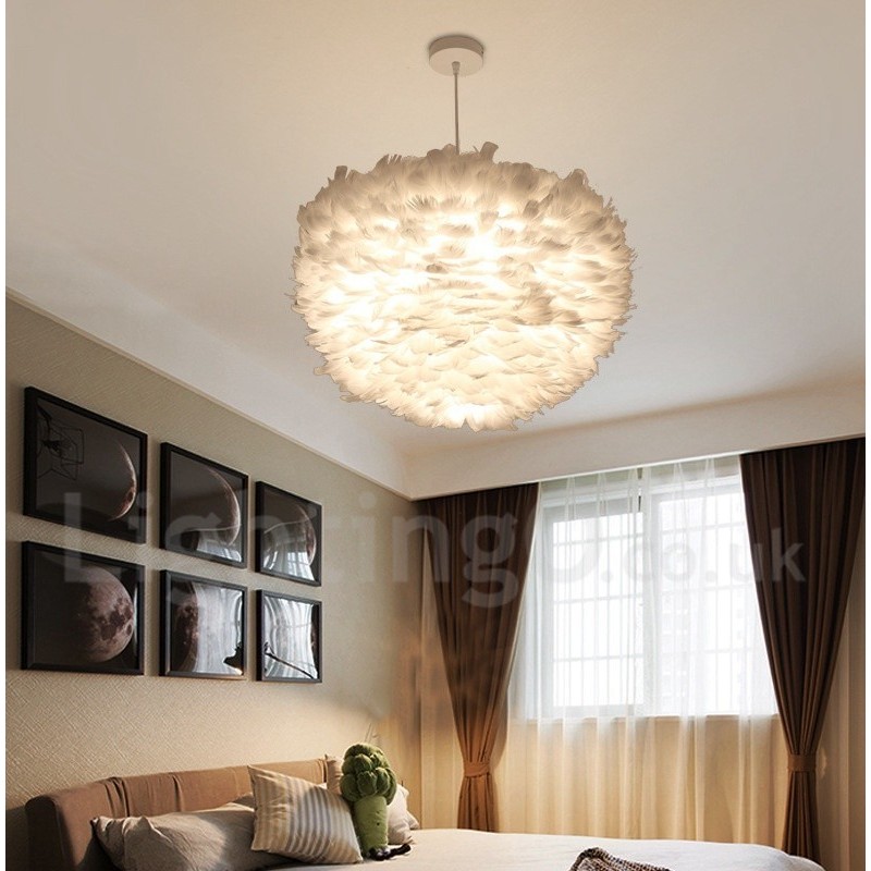 White Feather Pendant Light