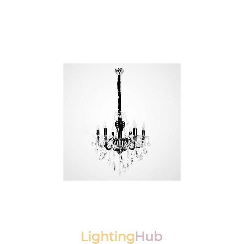6 Light Crystal Chandelier in Black Design Accent