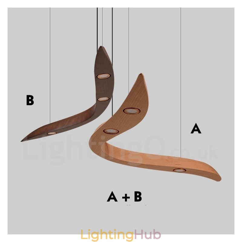 Modern Contemporary Wood 3 Light Pendant Light
