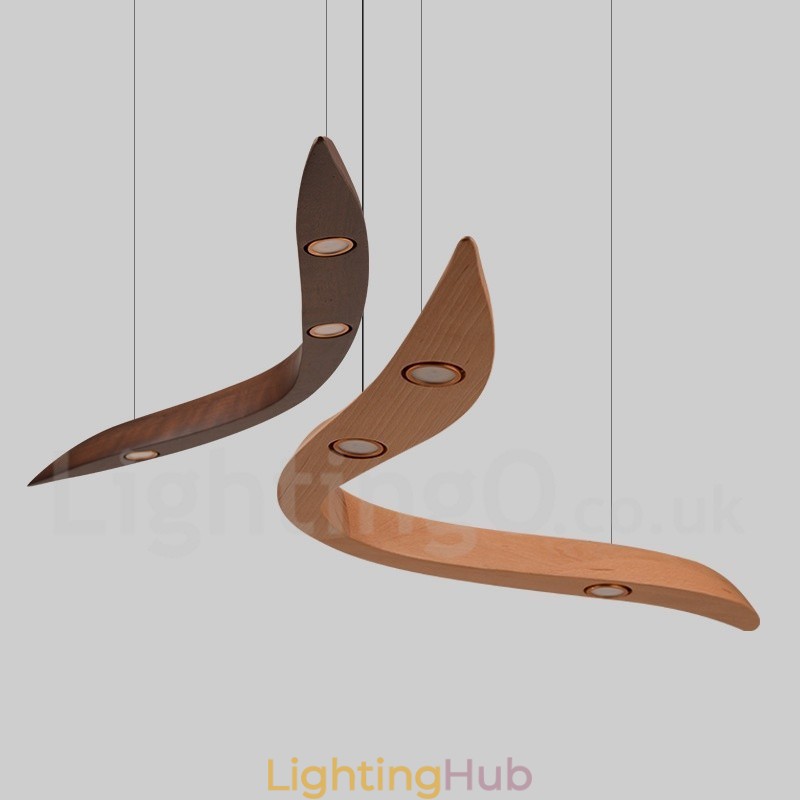 Modern Contemporary Wood 3 Light Pendant Light