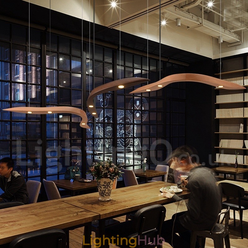 Modern Contemporary Wood 3 Light Pendant Light