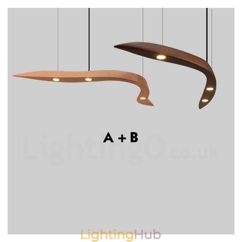 Modern Contemporary Wood 3 Light Pendant Light