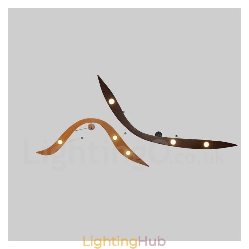 Modern Contemporary Wood 3 Light Pendant Light