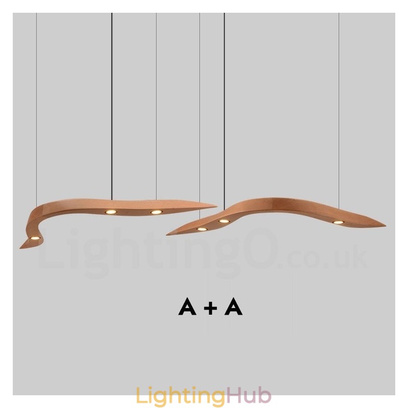 Modern Contemporary Wood 3 Light Pendant Light