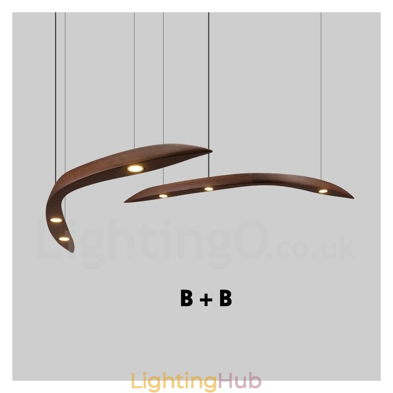 Modern Contemporary Wood 3 Light Pendant Light
