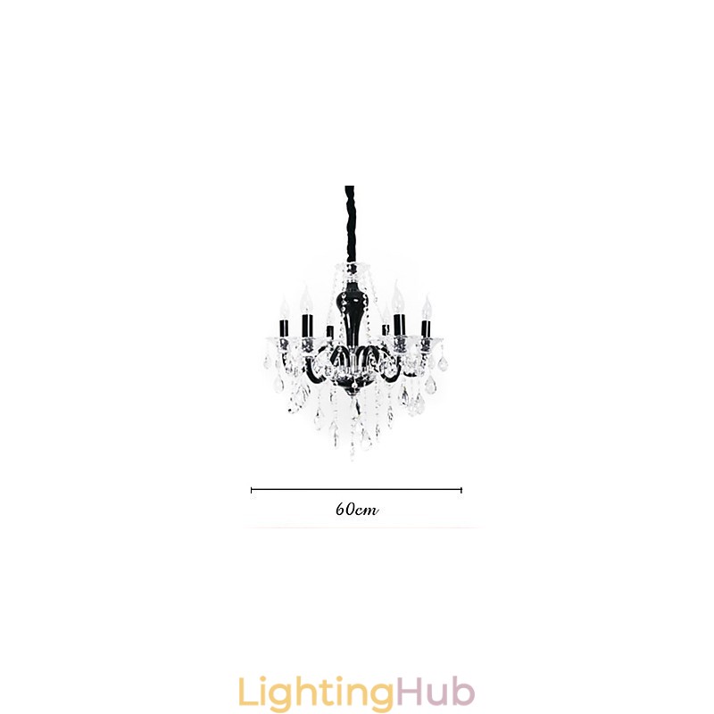 6 Light Crystal Chandelier in Black Design Accent