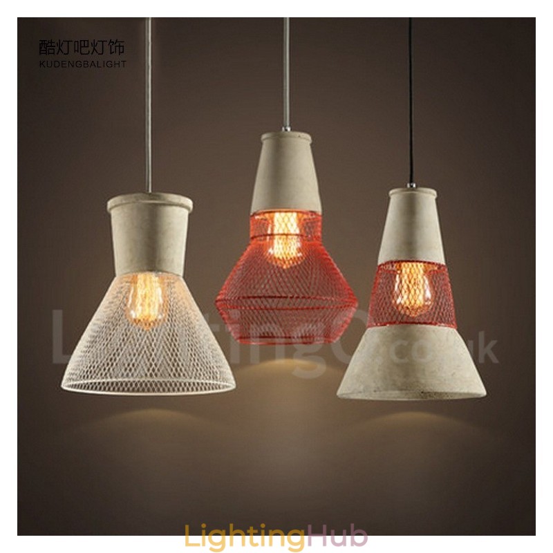 1 Light Metal Concrte Rustic Lodge Pendant Light
