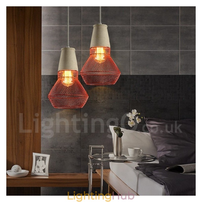 1 Light Metal Concrte Rustic Lodge Pendant Light