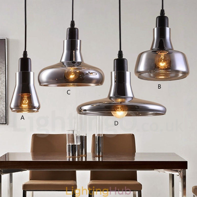 Retro Vintage 1 Light Pendant Light with Glass Shade