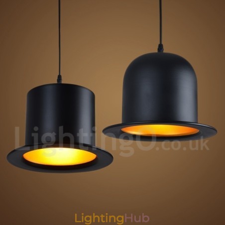 Black Metal Hat Shape 1 Light Retro Vintage Pendant Light Black Metal Hat Shape 1 Light Retro Vintage Pendant Light