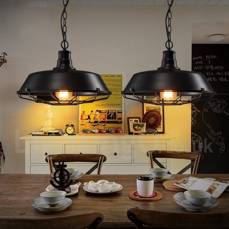 Retro Vintage Black Metal Pendant Light