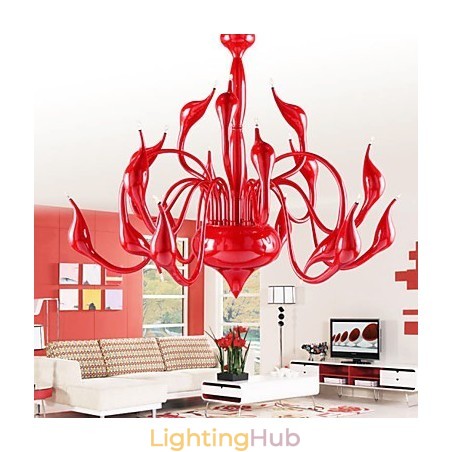 Modern Chandelier Light 18 Lights G4 Red Painting Modern Chandelier Light 18 Lights G4 Red Painting
