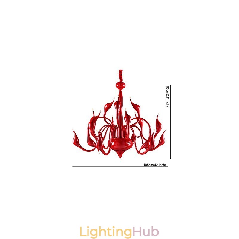 Modern Chandelier Light 18 Lights G4 Red Painting