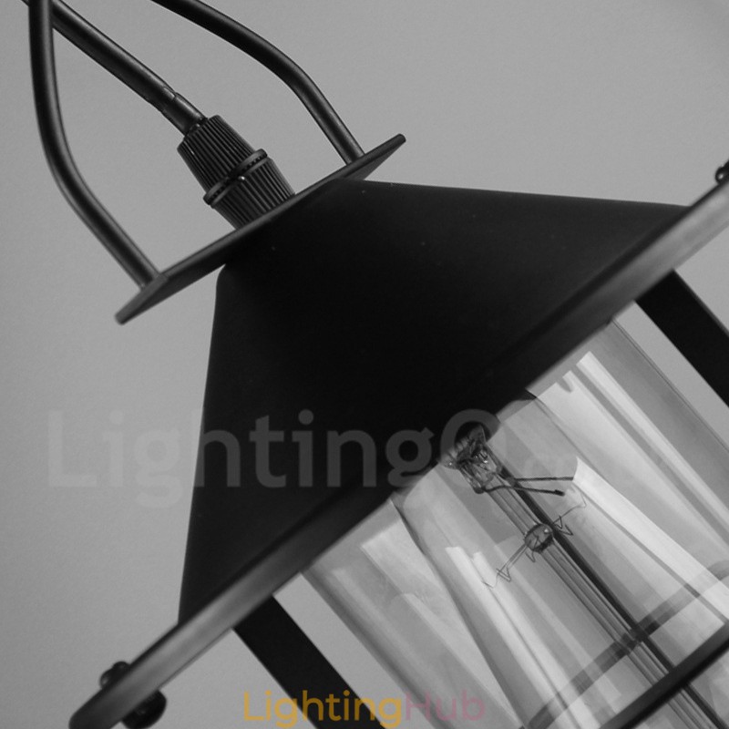 Vintage Metal Pendant Light with Glass Shade