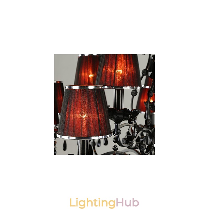 Chandelier Crystal Modern Contemporary Crystal 15 Light Red