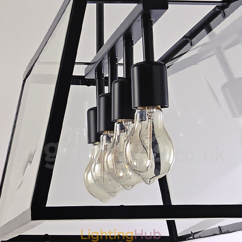 Rustic Lodge Vintage Metal Pendant Light with Glass Shade