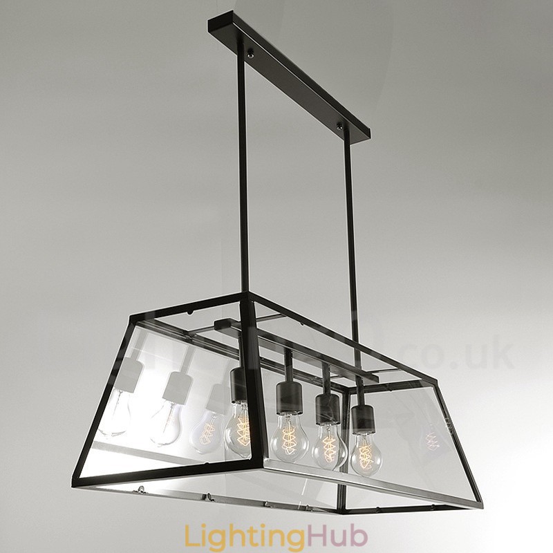 Rustic Lodge Vintage Metal Pendant Light with Glass Shade