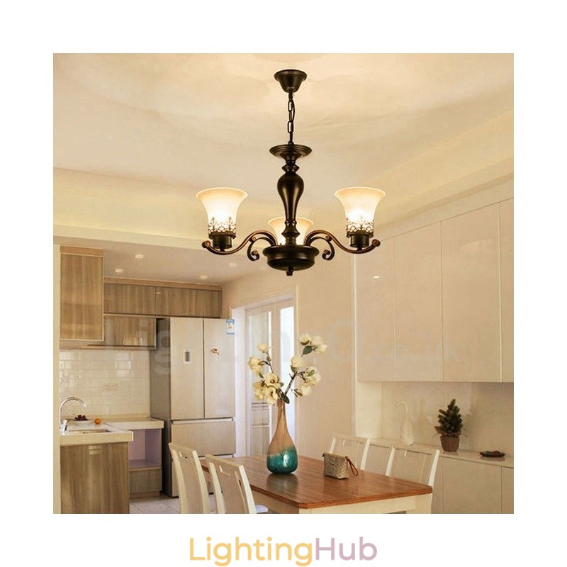 3 Light Rustic Lodge Integrated Metal Chandelier