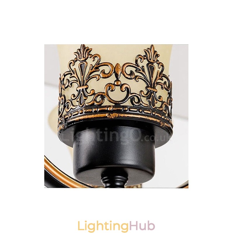 8 Light Rustic Lodge Integrated Metal Chandelier
