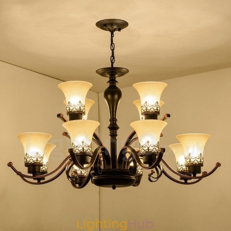 12 Light Rustic Lodge Integrated Metal Chandelier 12 Light Rustic Lodge Integrated Metal Chandelier