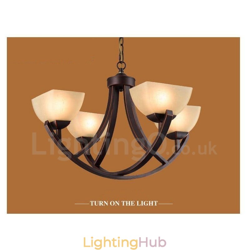 4 Light Rustic Lodge Integrated Metal Chandelier