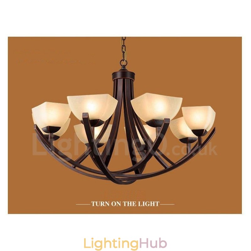 8 Light Rustic Lodge Integrated Metal Chandelier