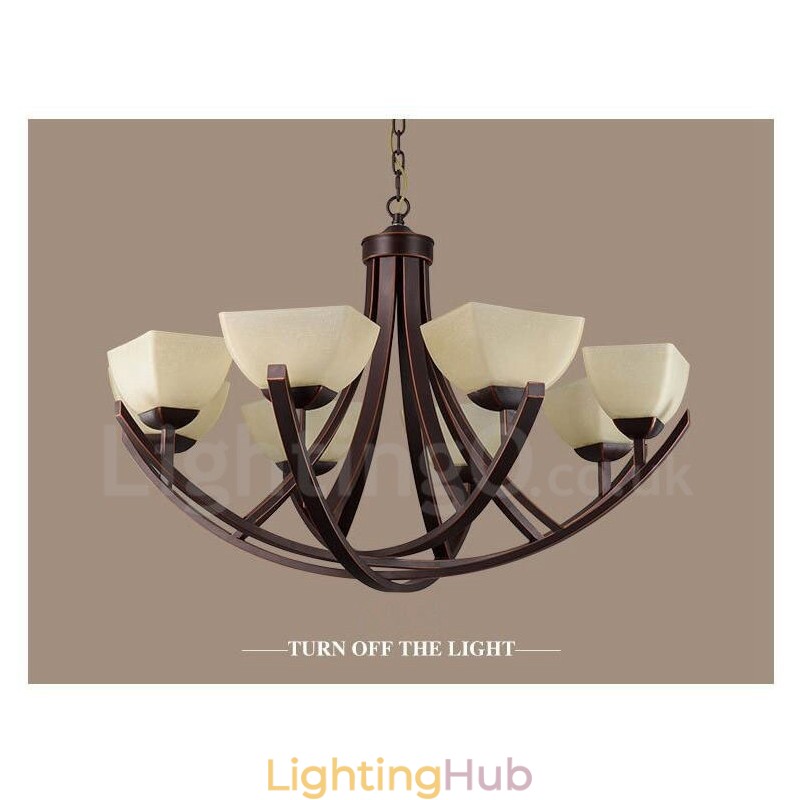 8 Light Rustic Lodge Integrated Metal Chandelier