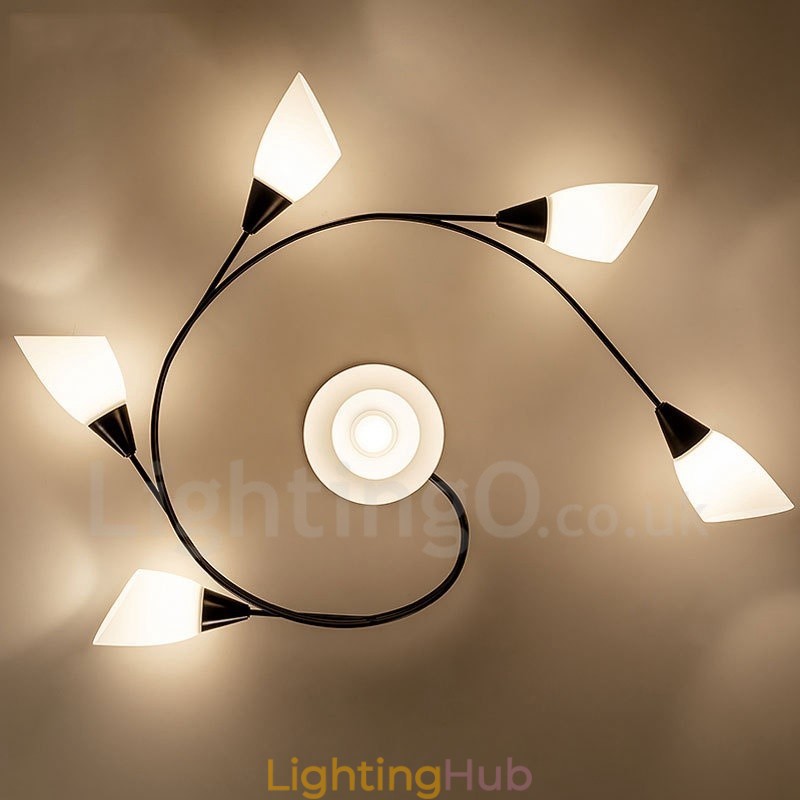 6 Light Rustic Lodge Integrated Chandelier with Glass Shade