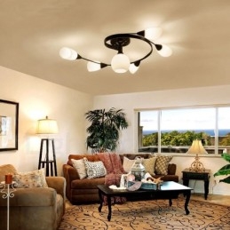 6 Light Rustic Lodge Integrated Chandelier with Glass Shade