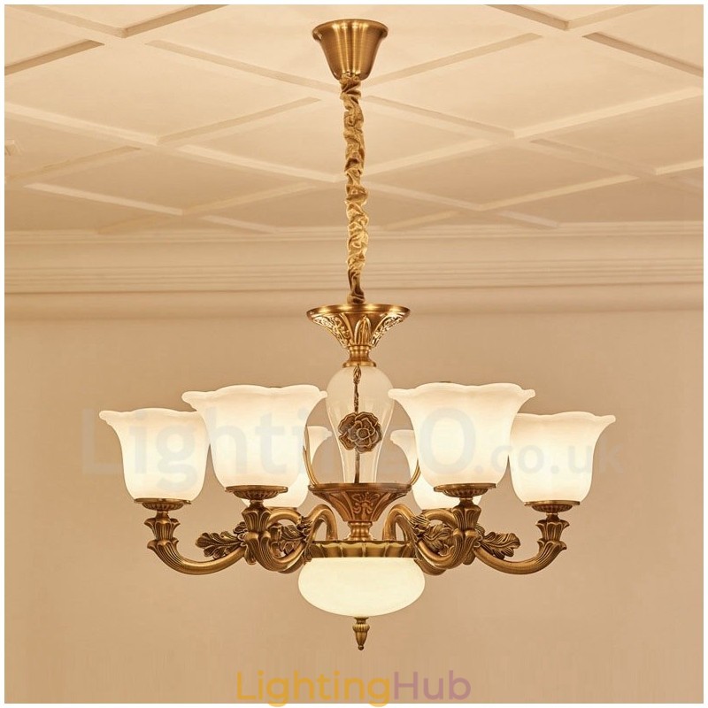 6 Light Traditional Classic Integrated Metal Luxury Chandelier