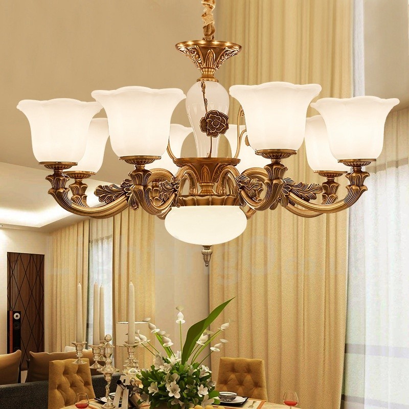 8 Light Traditional Classic Integrated Metal Luxury Chandelier