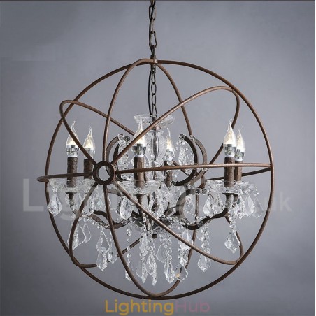 Diameter 60CM 80CM Vintage Crystal Painting Metal Chandelier Rusty Colour Pendant Light Diameter 60CM 80CM Vintage Crystal Painting Metal Chandelier Rusty Colour Pendant Light