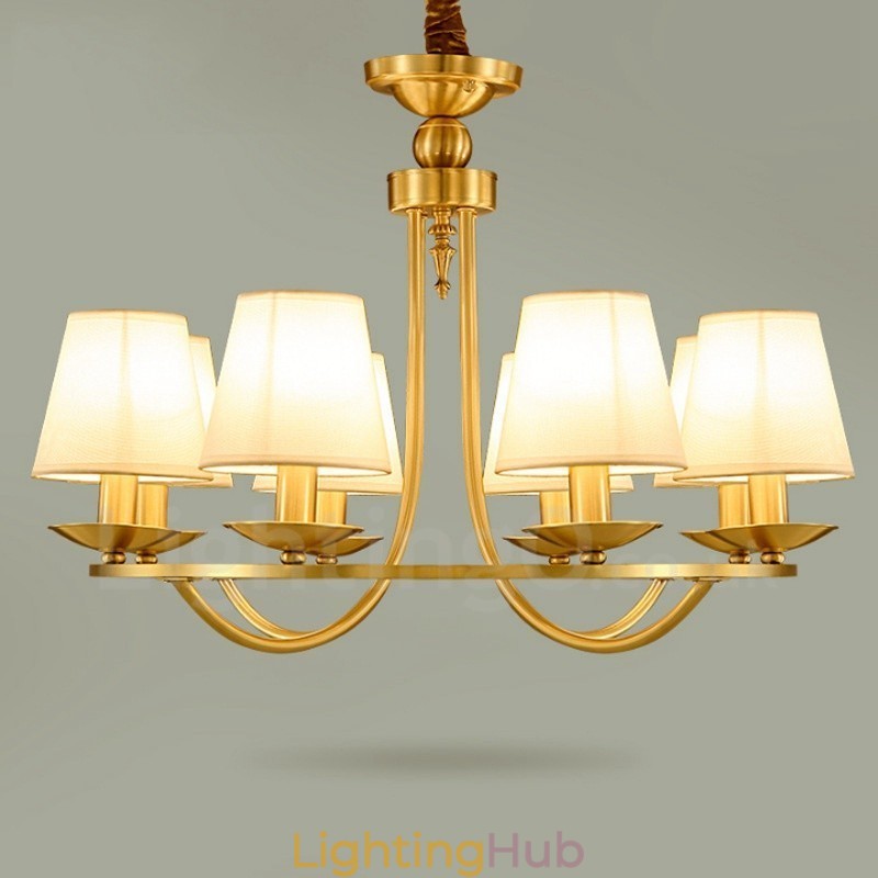 Brass 8 Light Rustic Lodge Integrated Metal Copper Chandelier