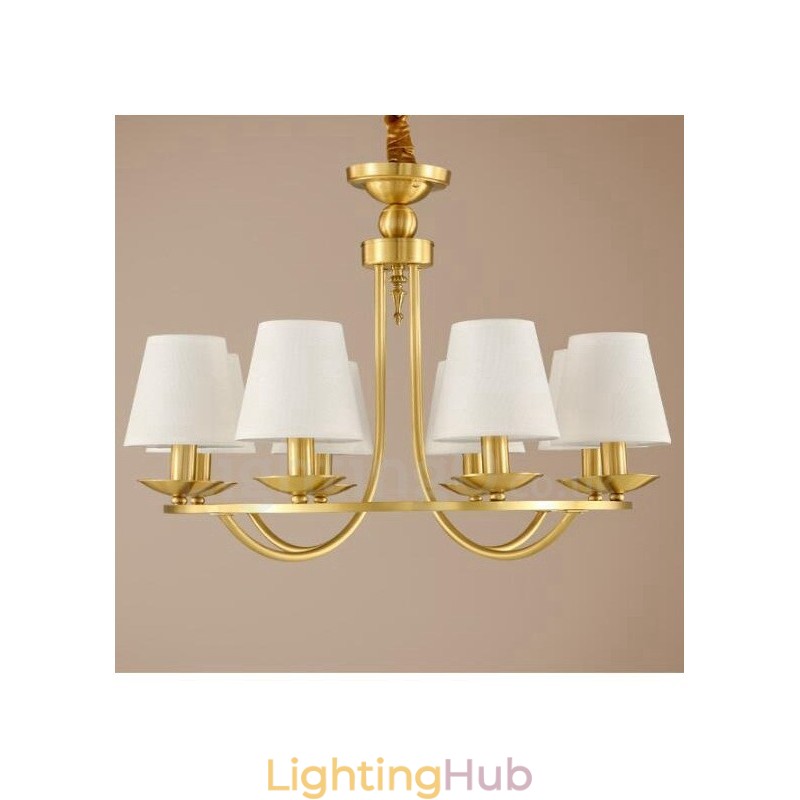 Brass 8 Light Rustic Lodge Integrated Metal Copper Chandelier