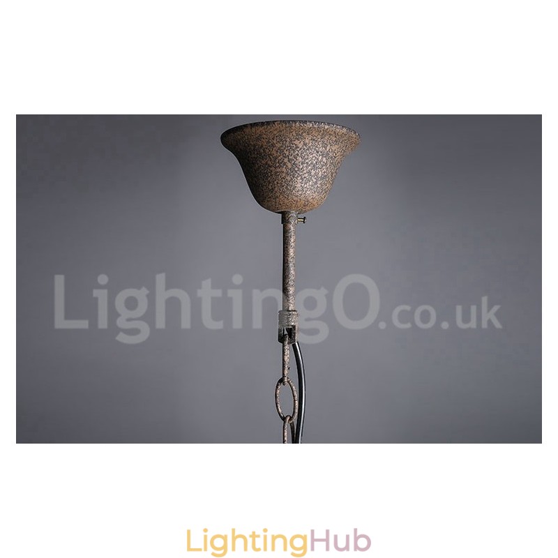 Diameter 60CM 80CM Vintage Crystal Painting Metal Chandelier Rusty Colour Pendant Light