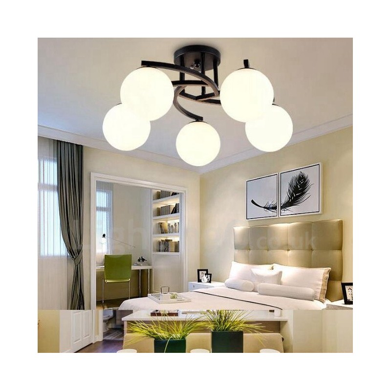 5 Light Rustic Lodge Integrated Chandelier with Glass Shade