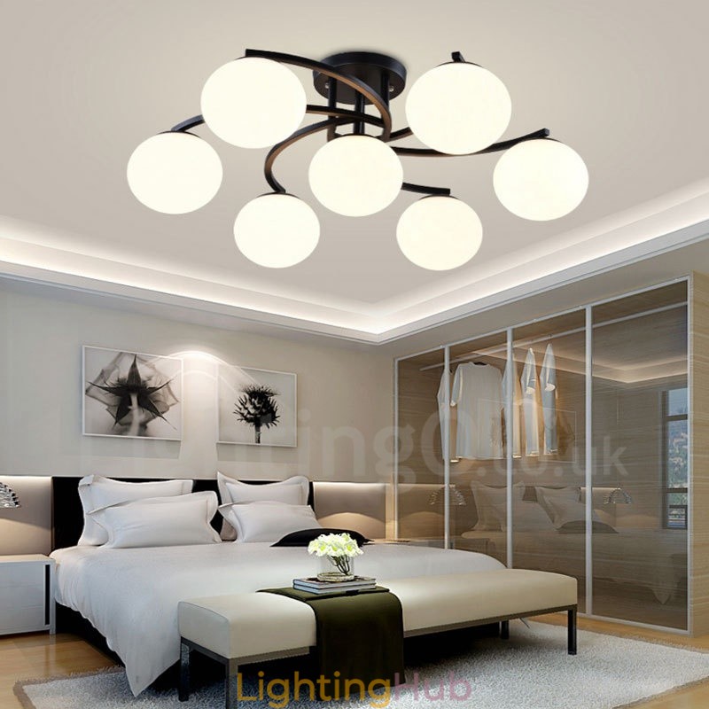 7 Light Rustic Lodge Integrated Chandelier with Glass Shade