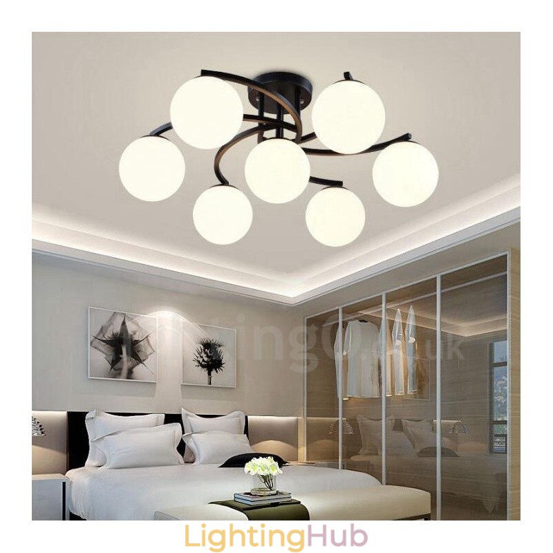 7 Light Rustic Lodge Integrated Chandelier with Glass Shade