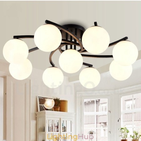 9 Light Rustic Lodge Integrated Chandelier with Glass Shade 9 Light Rustic Lodge Integrated Chandelier with Glass Shade