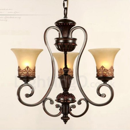 3 Light Rustic Lodge Integrated Metal Chandelier