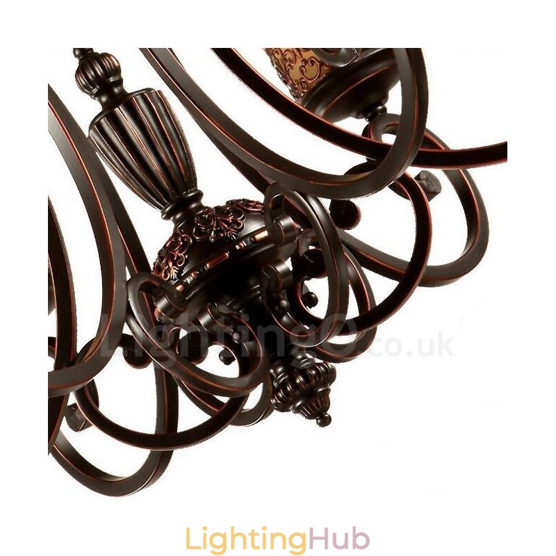 6 Light Rustic Lodge Integrated Metal Chandelier