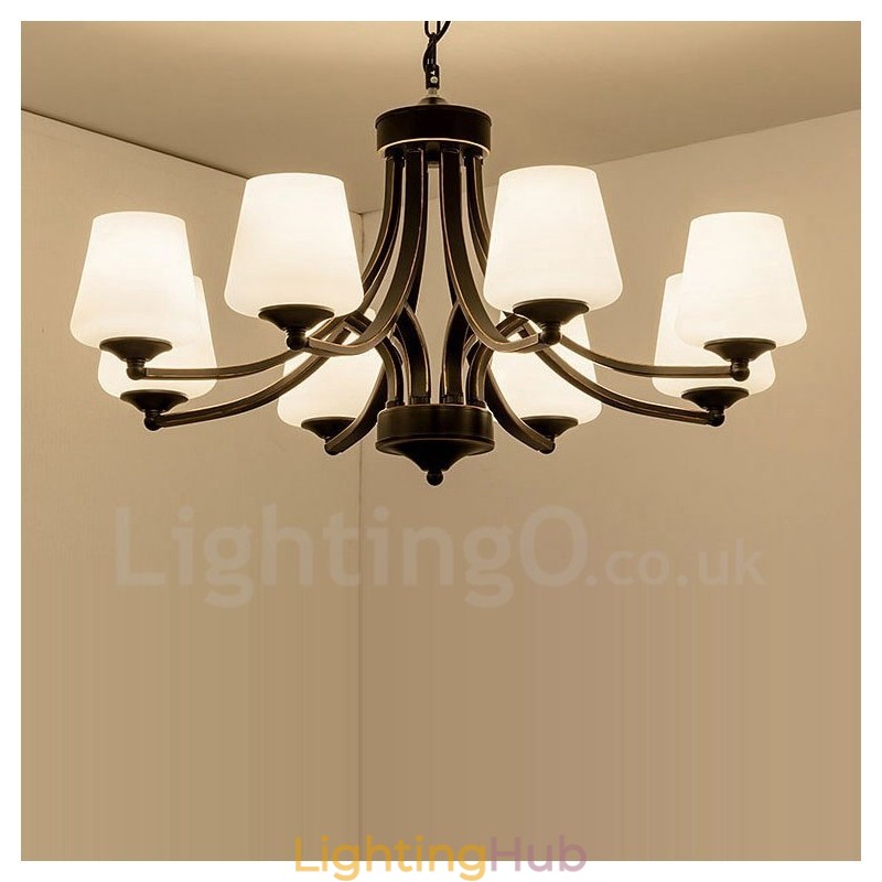 8 Light Rustic Lodge Integrated Metal Chandelier