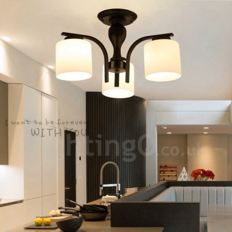 3 Light Country Integrated Metal Chandelier with Glass Shade 3 Light Country Integrated Metal Chandelier with Glass Shade
