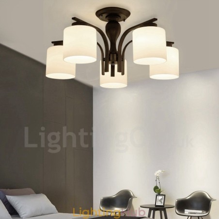 5 Light Country Integrated Metal Chandelier with Glass Shade 5 Light Country Integrated Metal Chandelier with Glass Shade