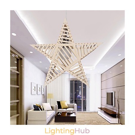 Vintage Five pointed Star Wood Chandelier Vintage Five pointed Star Wood Chandelier