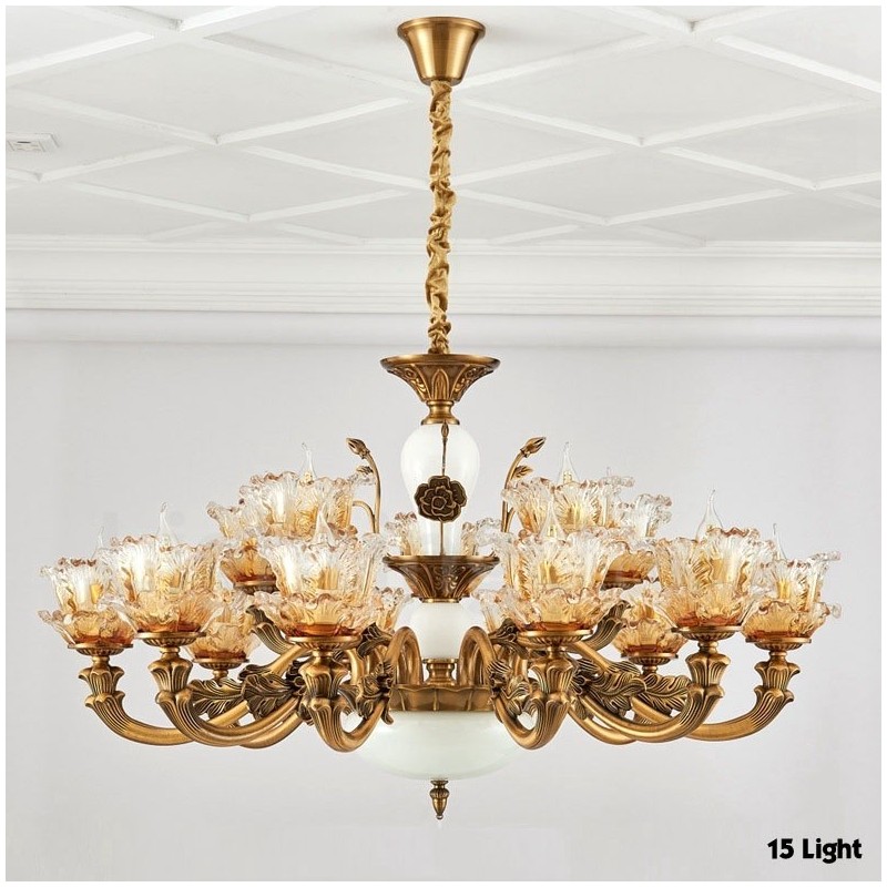 15 Light Traditional Classic Integrated Metal Chandelier