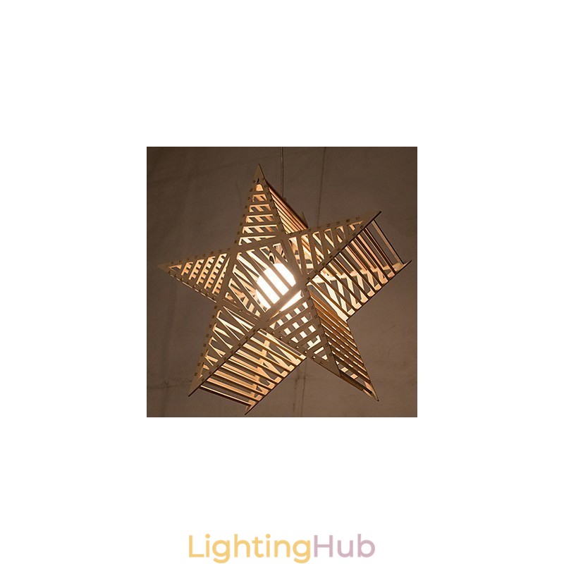 Vintage Five pointed Star Wood Chandelier